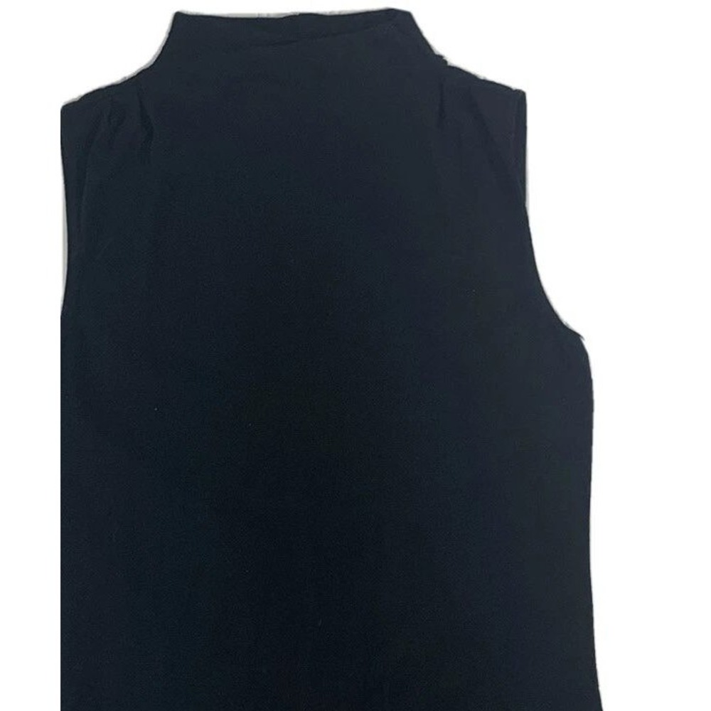 Donna Degnan Mock Neck Top Womens S Black Ruched Back Sleeveless Minimalist - Picture 2 of 9